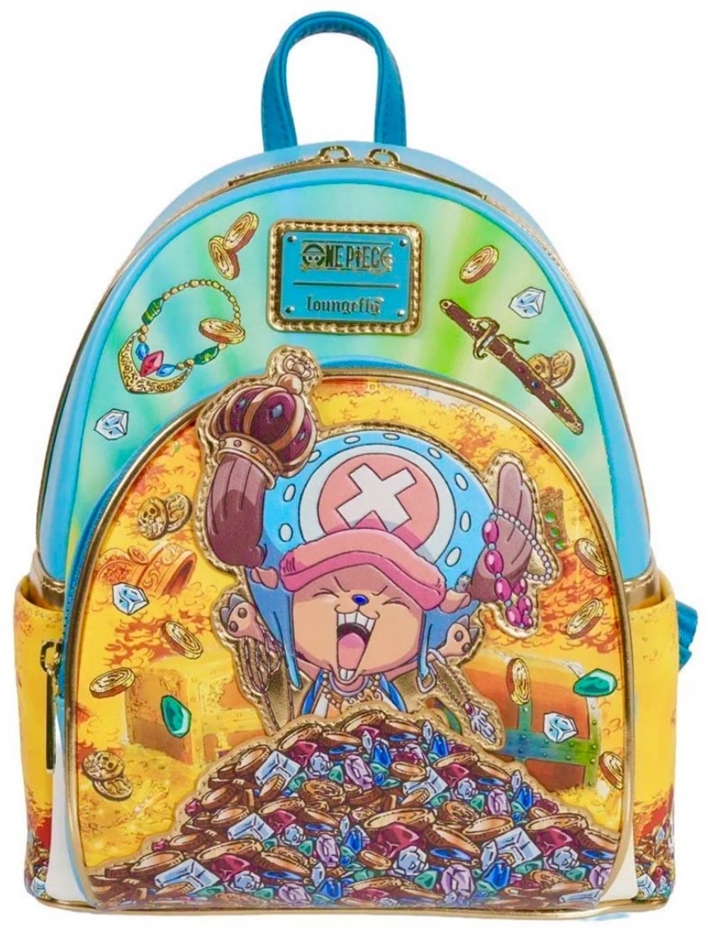 New Loungefly Kids Blue, Gold & Multicolor Tony Tony Chopper Mini Backpack